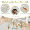 Lovmor Round dining table with glass top, silver metal legs,the silver legs show an extraordinary texture - 3 of 4