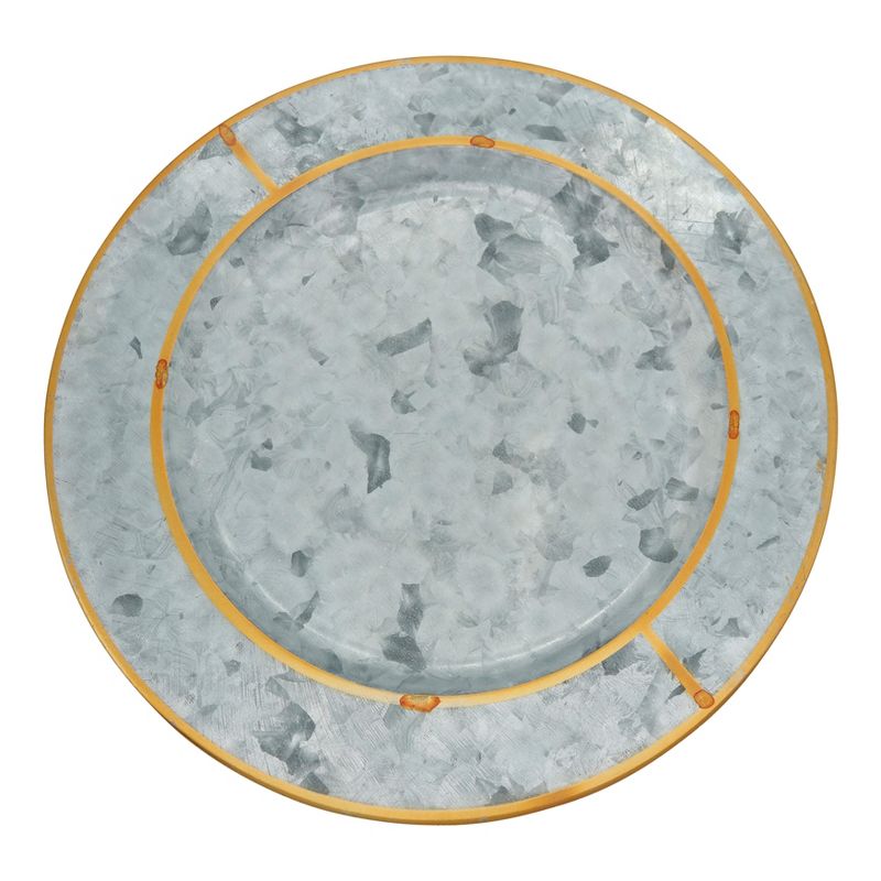 Saro Lifestyle Gold Rim Galvanized Charger, 13" Ø Round, Silver (Set of 4), 1 of 5
