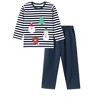 MyKids-Usa Spring and Autumn Boys Christmas Cartoon Pattern Long Sleeves Striped Sweatshirt and Pants Clothing Set - 2 of 4