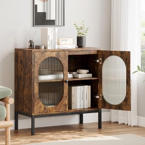 homfan Sideboard Buffet Cabinet, Rattan Buffet Cabinet with Doors and Shelves, Accent Modern Storage for Living Room, Dining Room, Hallway - 1 of 4