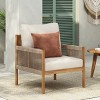 1pc Outdoor Lounge Chair with Solid Wood Frame and Weather Resistant Cushions No Table Included for Patio or Garden - Coolbibila - 3 of 4
