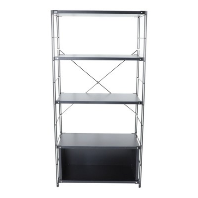 Brentwood Black 4-Shelf Etagere Bookcase with Steel Frame