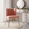 Barbara Contemporary Velvet Vanity Stool for Makeup Room, Moden Accent Side Chairs for Living Room with Shell Back and Golden Metal Legs | ARTFUL LIVING DESIGN - 2 of 4