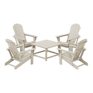 WestinTrends Malibu 5-Piece HDPE Adirondack Chair Outdoor Patio Square Table Conversation Set - 1 of 4