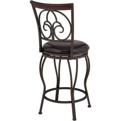 Colton Glitter Brown Swivel Bar Stools with Cushioned Seat, Set of 2