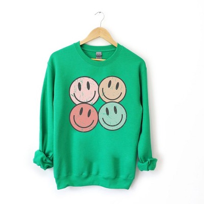 Simply Sage Market Women's Graphic Sweatshirt Smiley Face Grunge