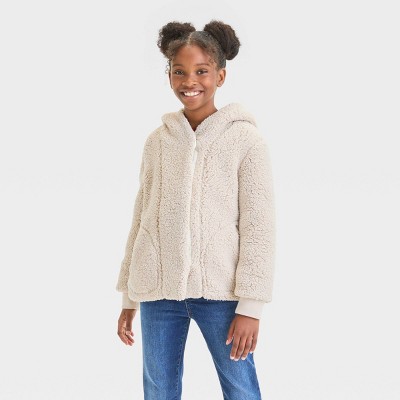 Girls hot sale shearling coat