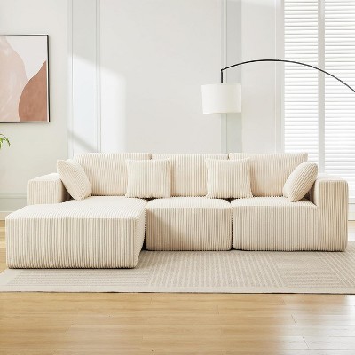 108" Sectional Couch Cloud Modular Modern L-Shaped Sofa with Chaise Lounge, Corduroy Fabric