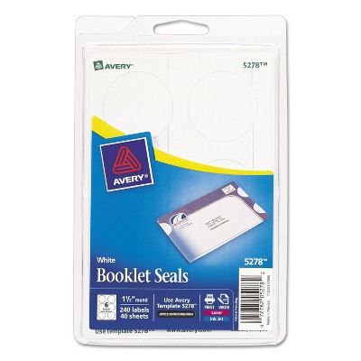 Avery Booklet Seals 1 1/2 dia White 240/Pack 5278