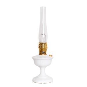 Aladdin Milk Glass Oil Lamp, Alexandria Model with Aladdin Burner, Wick, Glass chimney and Mantle - 1 of 4