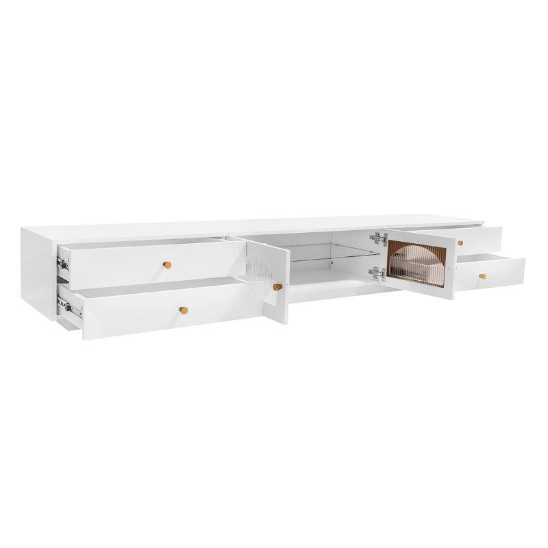 Luxurious TV Stand with Fluted Glass Door, Elegant and Practical Media Console for TVs up to 90" - ModernLuxe, 4 of 13