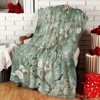 1pc Creative Green Plant Floral Bird Print Flannel Blanket, Beautiful and Cozy Warm Nap Throw for Sofa, Bed, Home Decor - Four Seasons Gift - 2 of 4