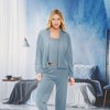 ADR Women's Pajamas Set, Soft Ribbed Knit Waffle 3 Piece Lounge Set - Cardigan Sweater, Cami Top Shirt, Pajamas Pants - 4 of 4