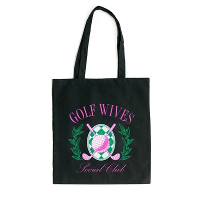 City Creek Prints Golf Wives Social Club Canvas Tote Bag - 15x16 - Black