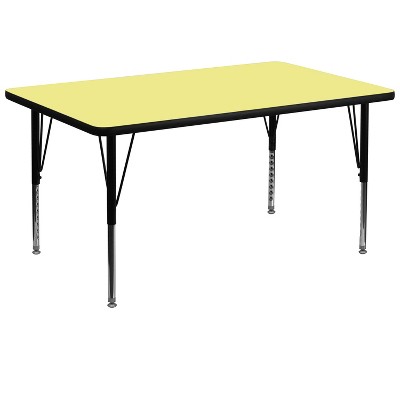 Mobile 30''W x 72''L Rectangular HP Laminate Activity Table - Height Adjustable Short Legs