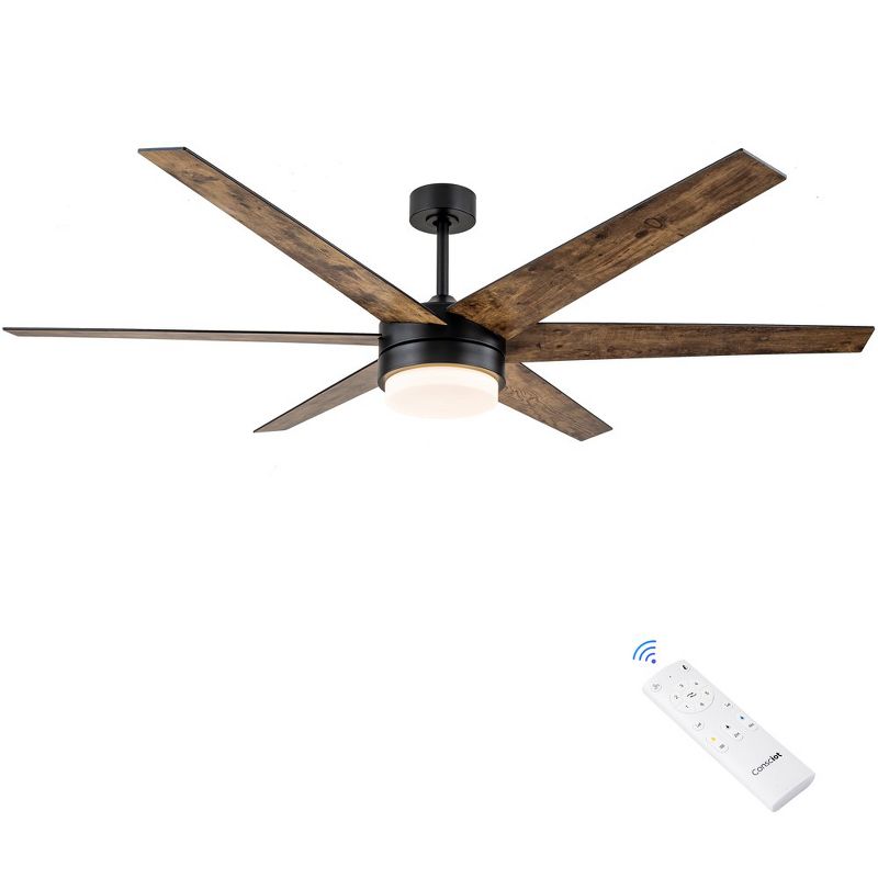C Cattleya 70 in. Indoor Antique Woodgrain/Black Ceiling Fan Integrated LED Light Kit with Remote Control, 1 of 7