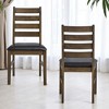 Wooden Dining Chairs Set of 2, Side Chairs, Brown Synthetic Leather Seat, Walnut Finish, Contemporary Style - 3 of 4