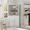 Wooakway Natural Wood/Black/Light Walnut/White Decorative Storage Cabinet Corner Kitchen Dining Cabinet Freestanding Cupboard Adjustable Shelves Home - 3 of 4