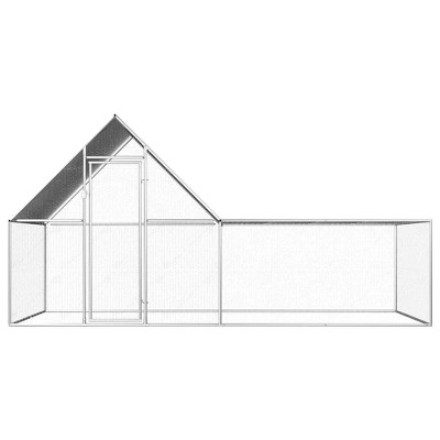 vidaXL Chicken Coop, 13.1'x6.6'x6.6', Durable Galvanized Steel, Water-Resistant Roof, Lockable Door, Ideal for Chicken, Hen, Duck, Goose