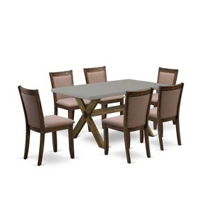 HomeStock 7-Piece Distressed Jacobean Finish Solid Wood Top Dining Table with 6 Parson-Chairs - 1 of 4