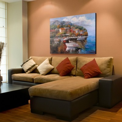At Sea Landscape Framed Canvas Art in Multicolor