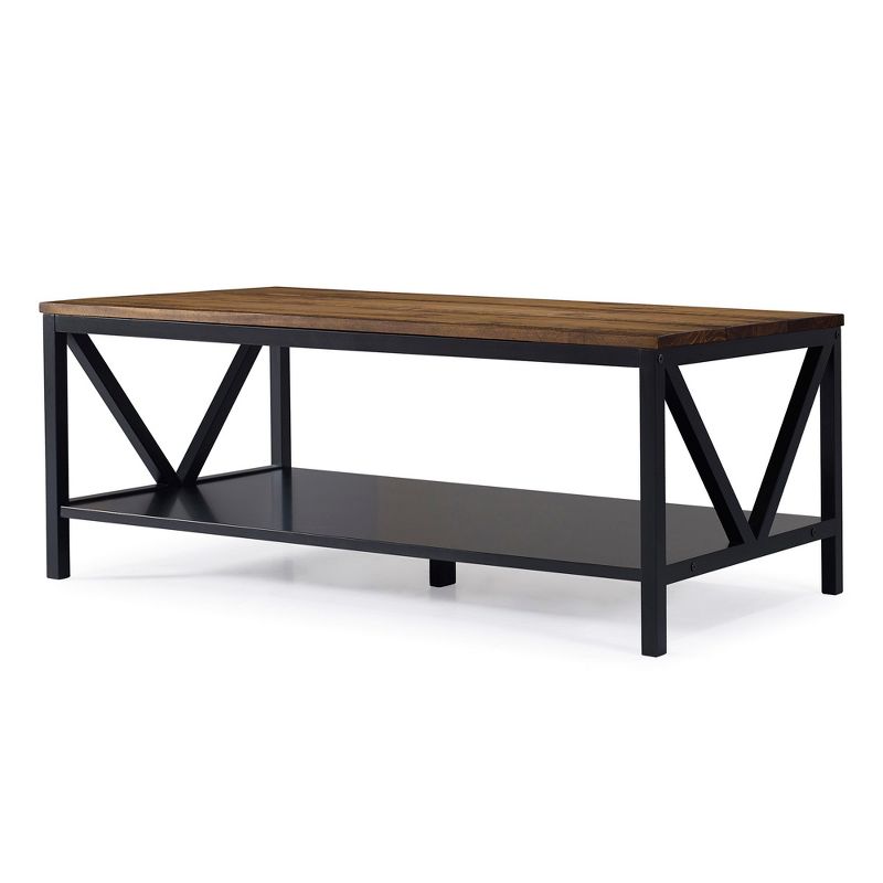 48" Two-Tone Distressed Wood Transitional Coffee Table - Saracina Home, 6 of 23