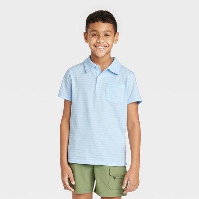 Image of Boys' Short Sleeve Striped Polo Shirt - Cat & Jack™ Blue S