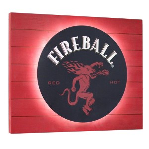 Fireball Whisky Vintage Metal Backlit LED Wall Sign Panel Black - American Art Decor - 1 of 4