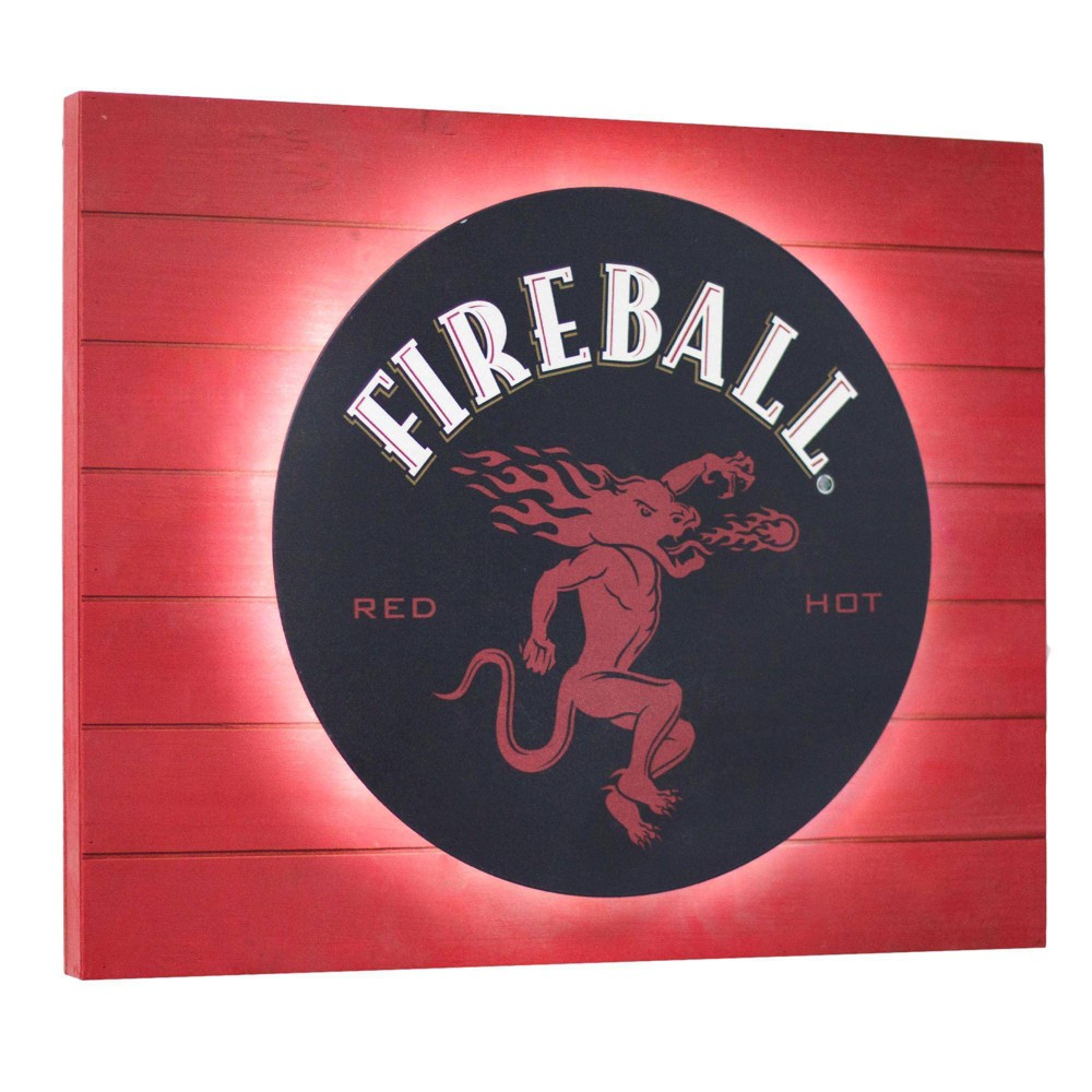 Photos - Garden & Outdoor Decoration Fireball Whisky Vintage Metal Backlit LED Wall Sign Panel Black - American