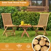 Costway 3PCS Patio Bistro Set Square Table Indonesia Teak Wood Folding Chair Slatted Tabletop Seat - 4 of 4