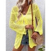 Womens Cardigan Spring Tops Sheer Lightweight Summer Cardigan Beach Cover Up Tops V Neck Lantern Sleeve Sweater Cardigan - 4 of 4
