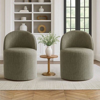 Comfy Accent Chairs Armless Upholstered Accent Chair​ Set of 2 with Castors Rolling Accent Chairs Living Room -Tanpinhause