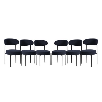 WestinTrends Alexandria Mid-Century Modern Upholstered Faux Shearling Round Dining Chairs
