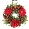 GAOMON 16 Inch Christmas Wreath for Front Door, Xmas Door Wreath with Balls, Artificial Flowers, Berries & Pine Cones - 3 of 4