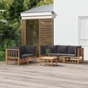 vidaXL Patio Lounge Set - 6 Piece Bamboo Set with Dark Gray Cushions, Weather-Resistant and Modular Design, Easy to Assemble for Outdoor Living Spaces - 2 of 4