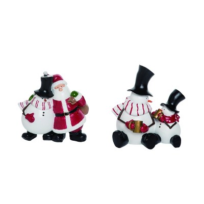 Transpac Resin 6 in. White Christmas Frosty Family Set of 2