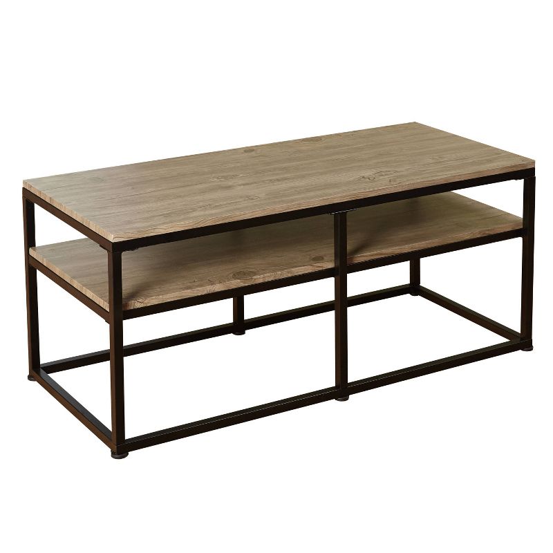 Piazza Contemporary Coffee Table Black/Natural - Buylateral, 1 of 5
