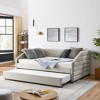 VYNXARIA Cozy Beige Linen Full Daybed with Hidden Trundle: Tufted Sofa - Style Comfort for Small Spaces - 3 of 4