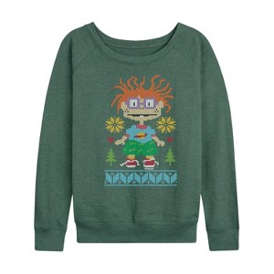 Women's - Rugrats - Chucky Ugly Sweater Lightweight French Terry Wide Neck Long Sleeve Shirt - 1 of 4