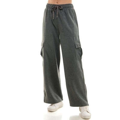 Derek Heart Womens High Rise Fleece Pants with Cargo Pockets