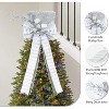 Christmas Tree Topper Bow, 9.84" Glitter Tree Decoration with Spruce Branch, Holiday Bow Ornament for Christmas Tree or Snowman - 4 of 4