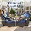 POCASSY 5 Piece Patio Furniture Set with Swivel Chairs and Ottomans, High Back Deep Seat Cushioned Wicker Swivel Patio Chairs Set of 2 with Ottoman - 2 of 4