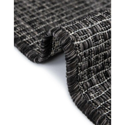4' x 6' Black Synthetic Outdoor Area Rug: Flat Woven, Washable, Reversible