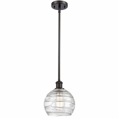 Athens Deco Swirl - 1 Light Stem Hung Mini Pendant In Industrial Style-10 Inches Tall and 8 Inches Wide