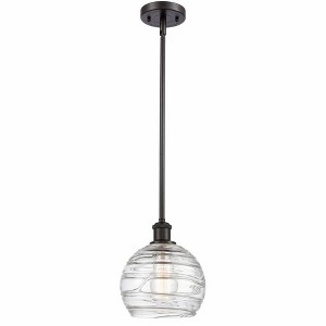 Athens Deco Swirl - 1 Light Stem Hung Mini Pendant In Industrial Style-10 Inches Tall and 8 Inches Wide - 1 of 1