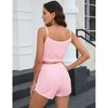 Women's Summer Sleeveless Shorts Set High Waist Elastic Waistband with Pockets for Casual & Sporty Look - 4 of 4