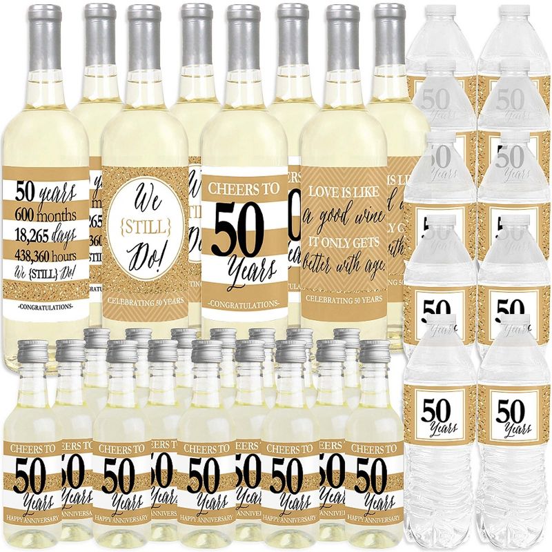 Big Dot of Happiness We Still Do - 50th Wedding Anniversary - Anniversary Party Decorations - Beverage Bar Kit - 34 Pieces, 2 of 9