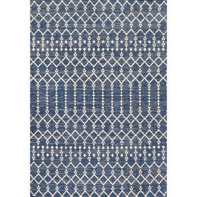 Boho-Chic Moroccan Geometric Black and Gray 8' x 10' Outdoor Area Rug