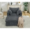 NEW ARRIVED 477 Oversized Corduroy Chaise Longue with Ottoman Deep Seat Reclining Chair Sofa - 2 of 4