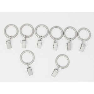 Metal Curtain Drapery Rings with Clips, 8 Pk, 1-inch Inner Diameter, Fits up to 3-4 inch Rod - 1 of 2